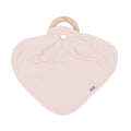 Flat lay of Kyte Baby Lovey in Blush with Removable Wooden Teething Ring