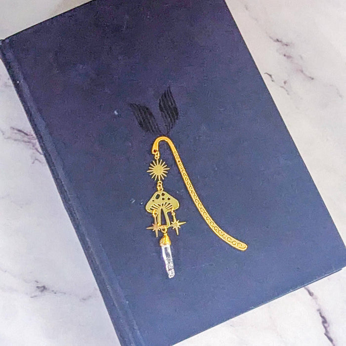 Magical Mushroom Bookmark with Natural Stone Pendant