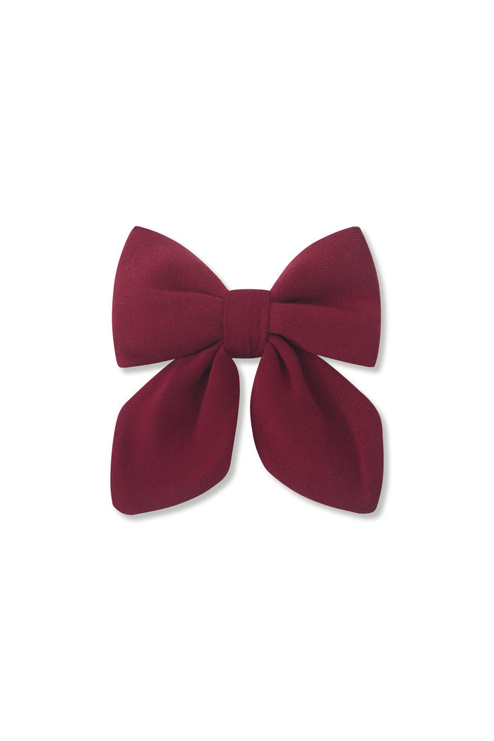 Medium Alligator Clip Bow in Burgundy on a white background