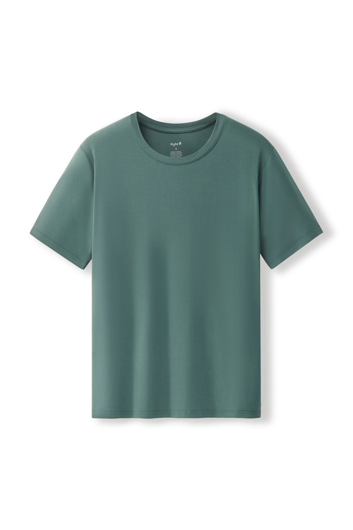 Men's Crew Neck Tee in Pine on a white background