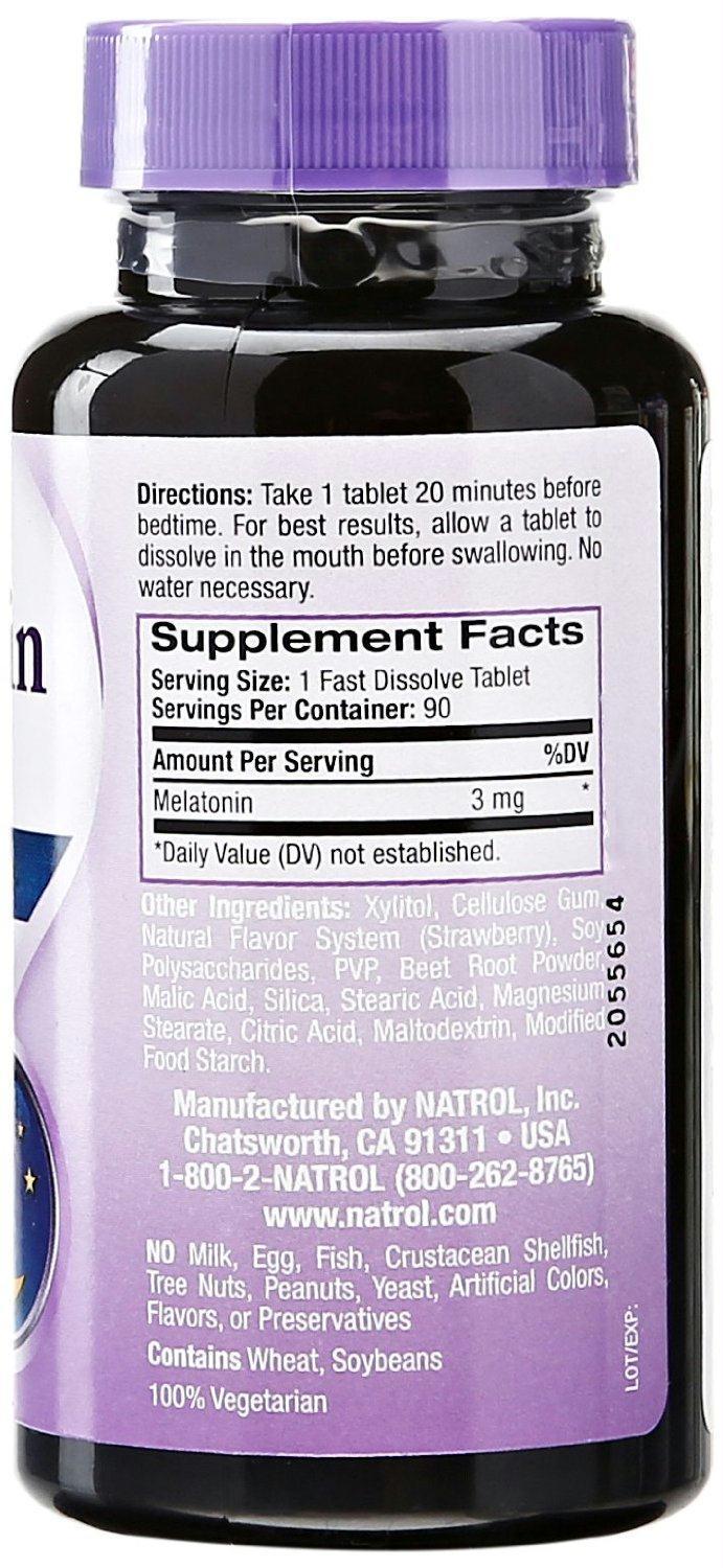 Natrol: Melatonin Fast Dissolve Strawberry Flavor 3 Mg, 90 Tablets