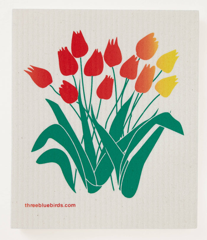 One-of-a-Kind Tulips Swedish Dishcloth