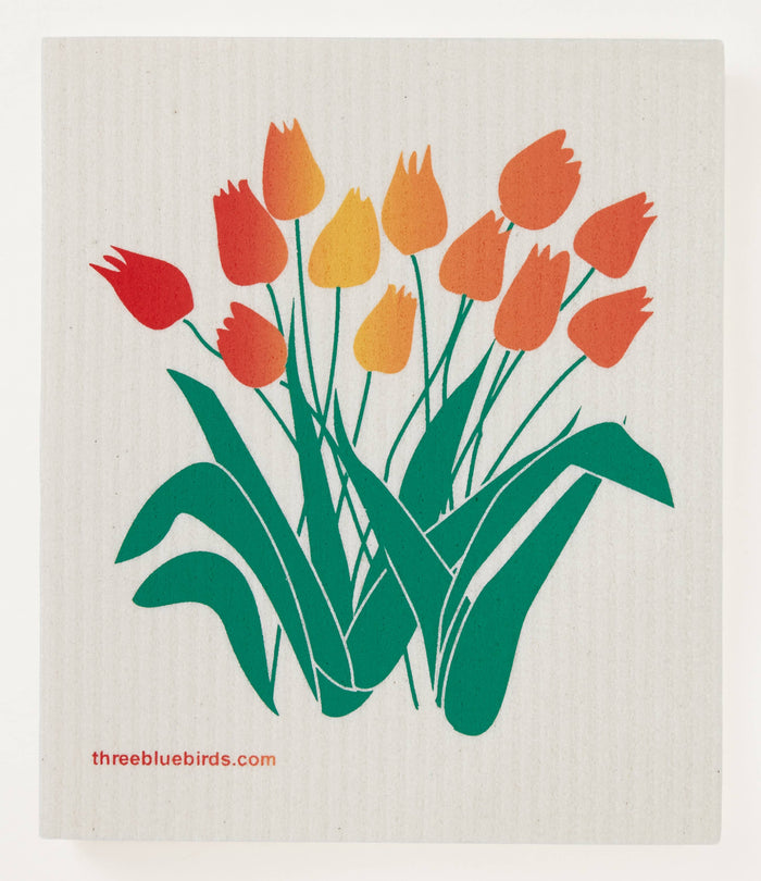One-of-a-Kind Tulips Swedish Dishcloth