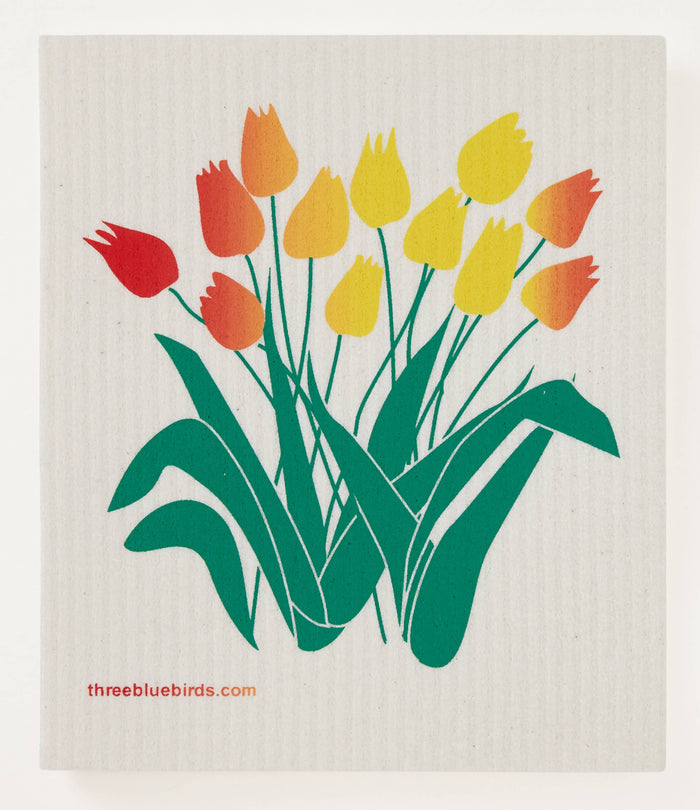 One-of-a-Kind Tulips Swedish Dishcloth