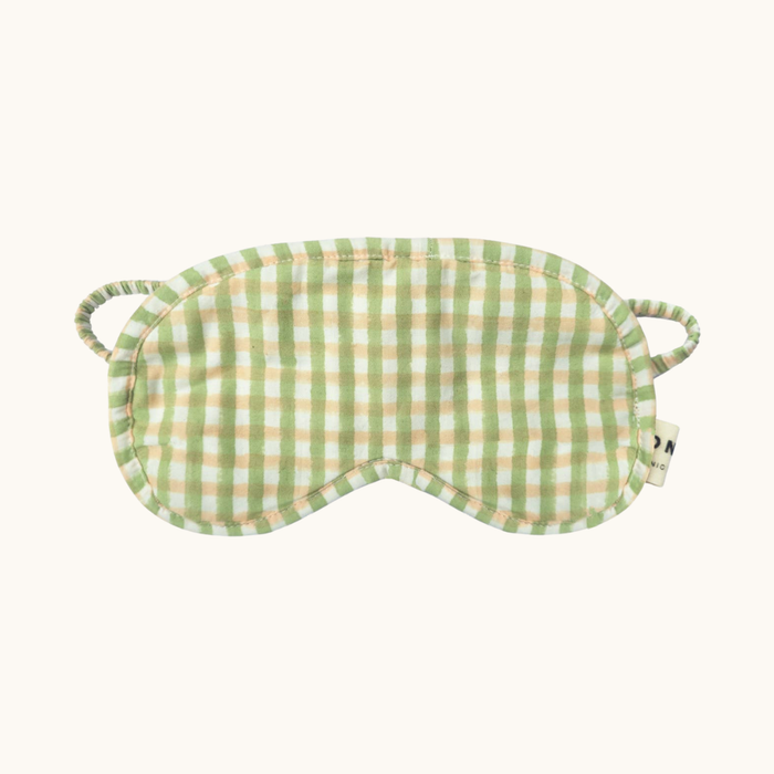 Organic Cotton Eye Mask -  Sage Gingham