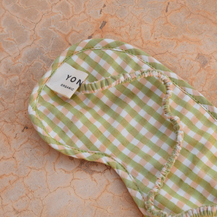 Organic Cotton Eye Mask -  Sage Gingham
