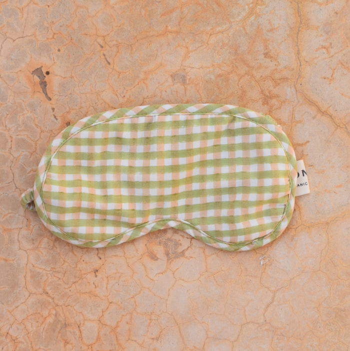 Organic Cotton Eye Mask -  Sage Gingham