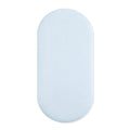 Oval Bassinet Sheet in Breeze shown on a bassinet mattress
