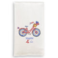 Patriotic Bike with Happy Fourth of July: Dishtowel / -