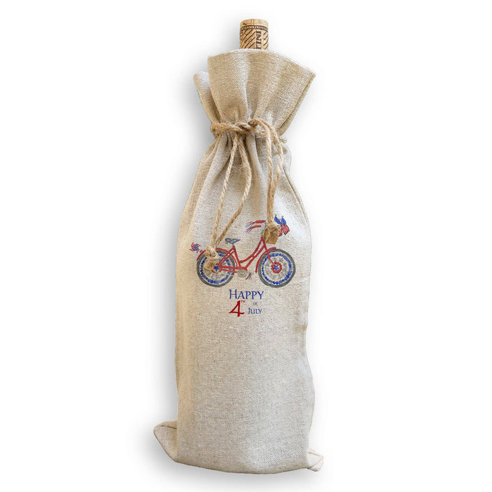Patriotic Bike with Happy Fourth of July: Dishtowel / -