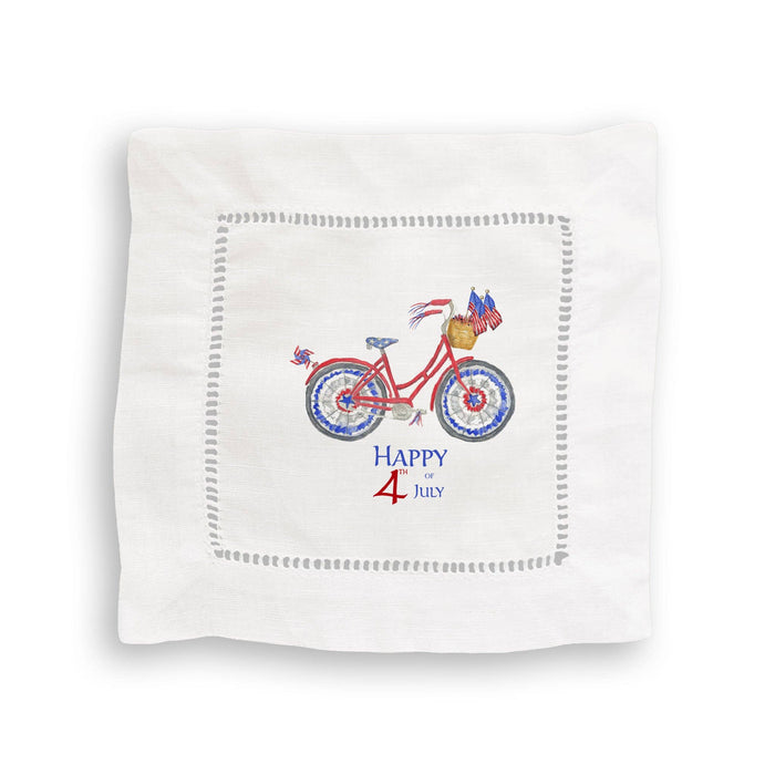 Patriotic Bike with Happy Fourth of July: Dishtowel / -