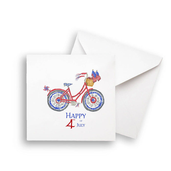 Patriotic Bike with Happy Fourth of July: Dishtowel / -