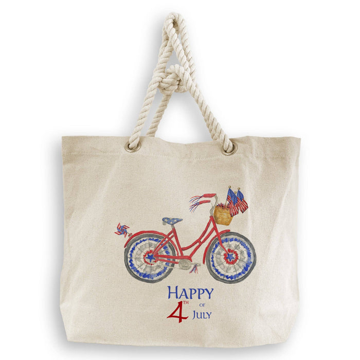 Patriotic Bike with Happy Fourth of July: Dishtowel / -