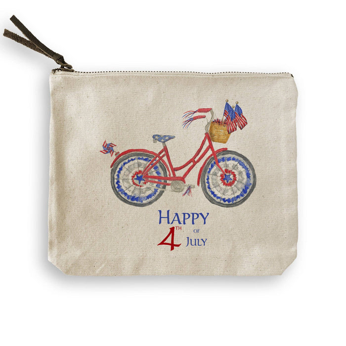 Patriotic Bike with Happy Fourth of July: Dishtowel / -