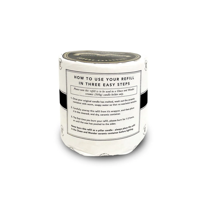 Refill for Eden ceramic candle, close-up of the hand-decorated illustration and 22ct gold rim