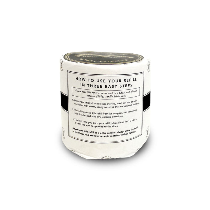 Refill for The Butterfly Lady ceramic candle, close-up of the hand-decorated illustration and 22ct gold rim