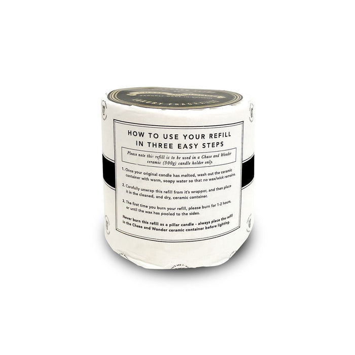 Refill for The Orangery ceramic candle, close-up of the hand-decorated illustration and 22ct gold rim