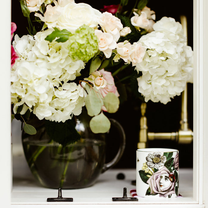 Rosa ceramic candle by Chase and Wonder, fine china with 22ct gold