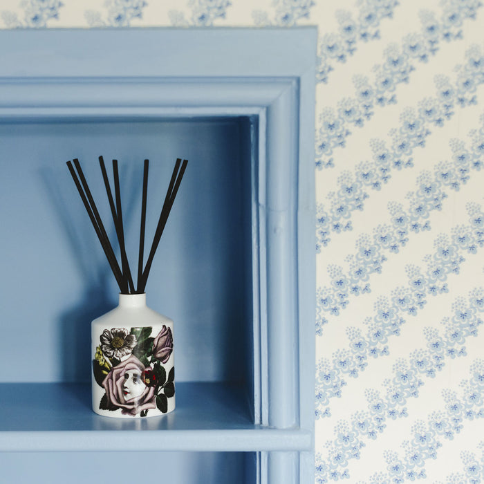 Rosa ceramic reed diffuser by Chase and Wonder, fine china with 22ct gold