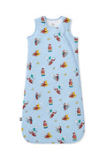 Blue Sleep Bag in Curious George 2.5 print on a white background