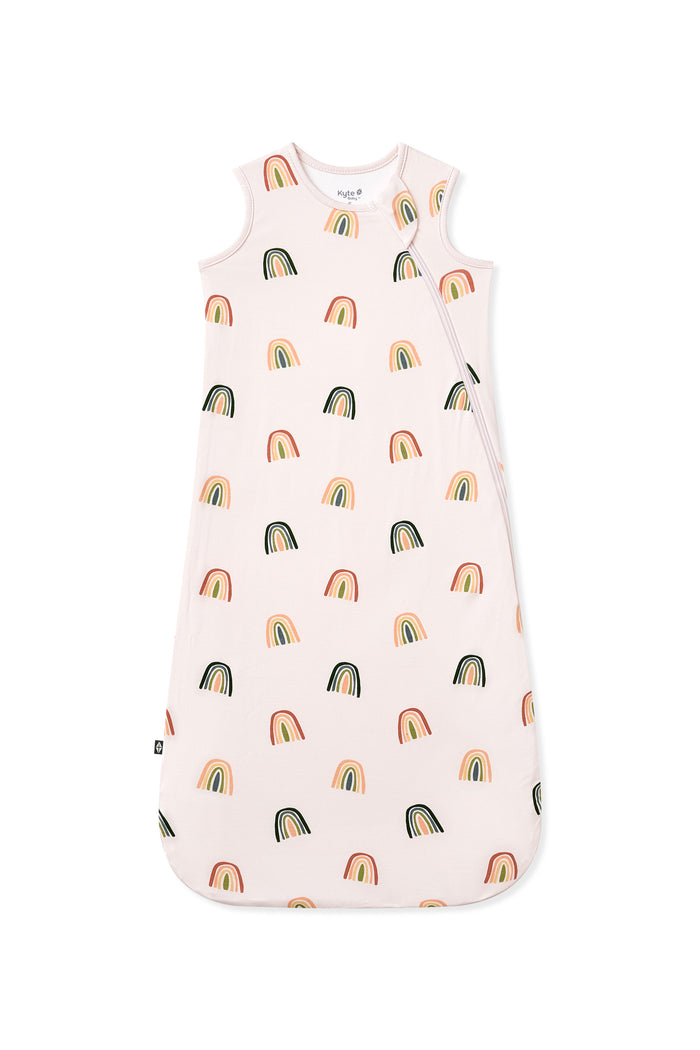 Vanilla cream Sleep Bag in Retro Rainbow 0.5 print on a white background