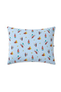 Blue Standard Pillowcase in Curious George print on a white background