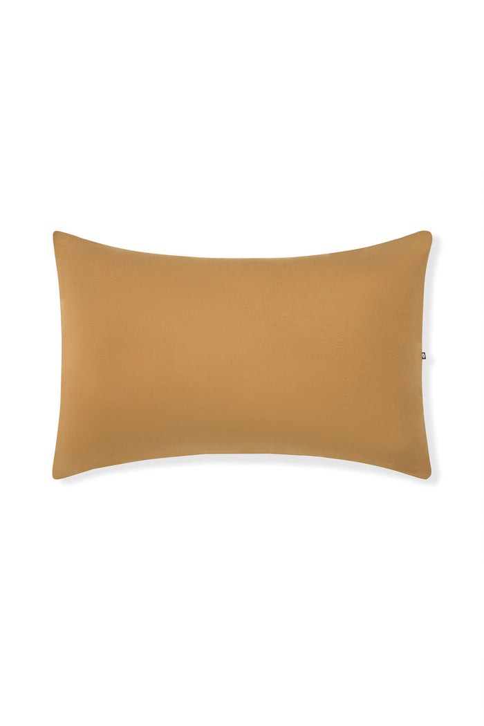 Front Side Standard Pillowcase in Ochre on a white background