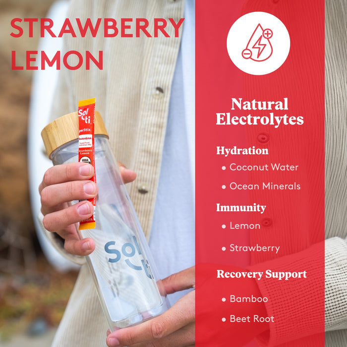 Strawberry Sol-ti SuperStix, benefits: Hydration, Immunity and Recovery Support