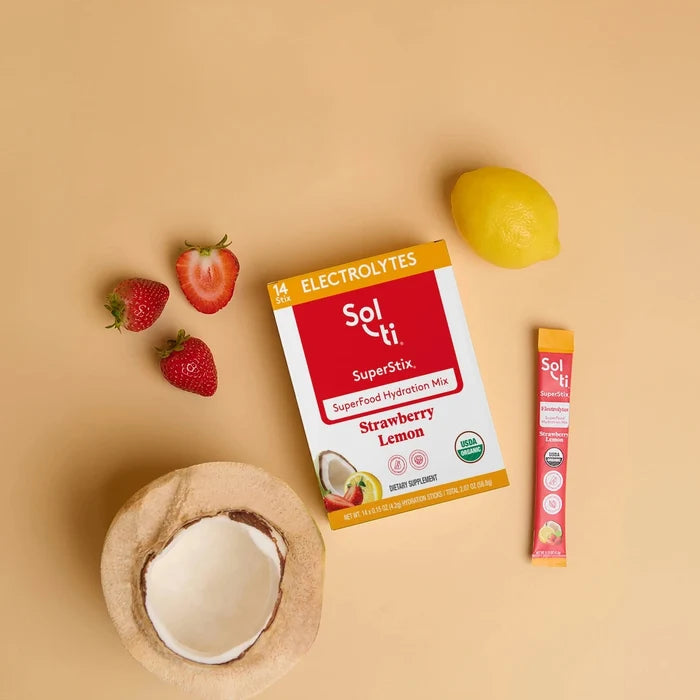Sol-ti SuperStix Strawberry Lemon packet with lemon, strawberries & coconut