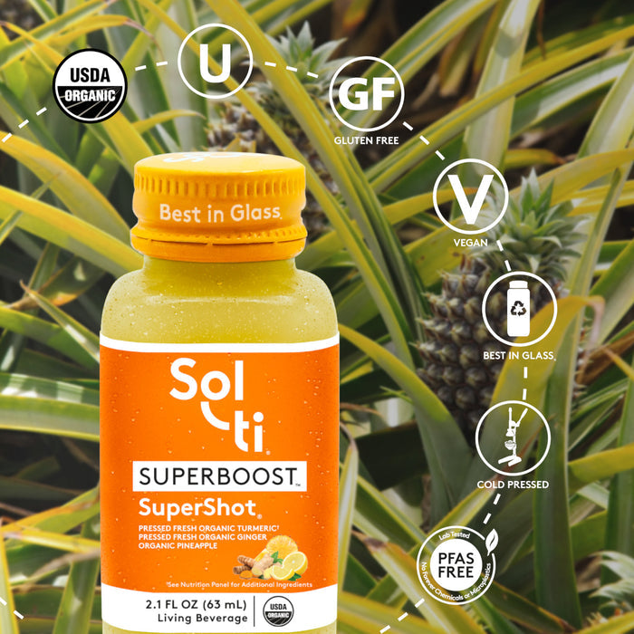 SUPERBOOST SuperShot; USDA Organic, kosher, gluten-free, vegan, cold-pressed, PFAS FREE