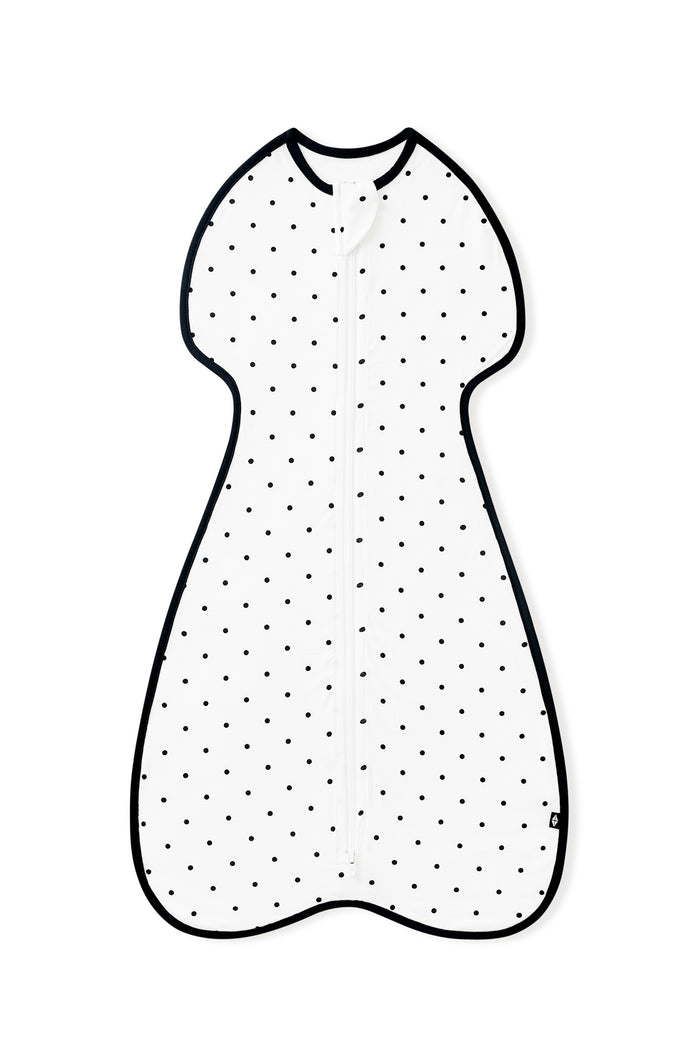 Swaddle Bag in Midnight Polka Dot on white background