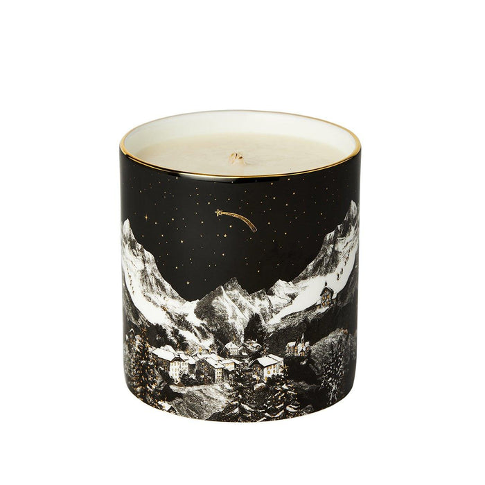 The Alpine Lodge ceramic candle by Chase and Wonder, fine china with 22ct gold