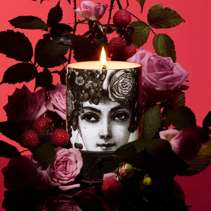 The Autumn Rose Ceramic Candle by Chase and Wonder, hand-decorated fine china vessel with 22ct gold and original illustration