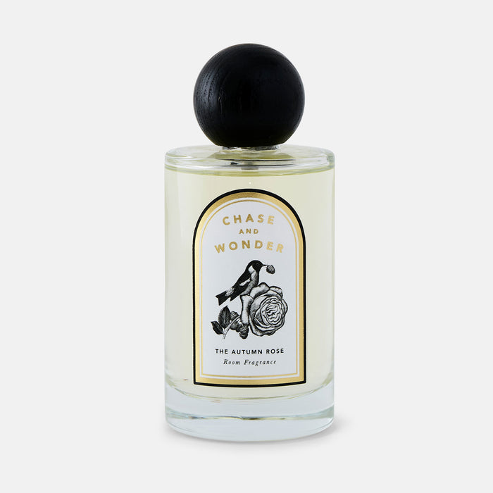 The Autumn Rose Room Fragrance by Chase and Wonder, luxury room spray in 100ml glass bottle