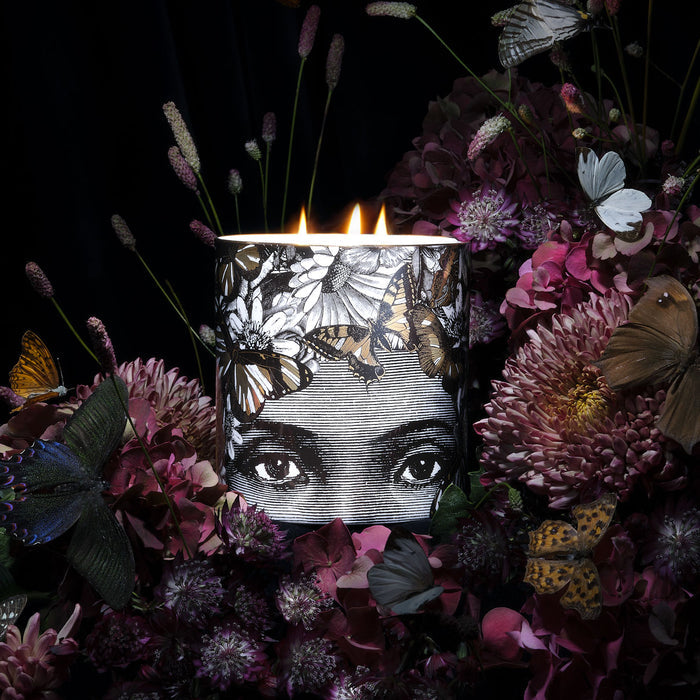 The Butterfly Lady 3 Wick Scented Ceramic Candle by Chase and Wonder, fine china with 22ct gold