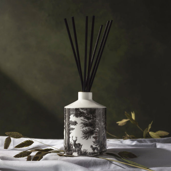The Enchanted Forest ceramic reed diffuser by Chase and Wonder, fine china with 22ct gold