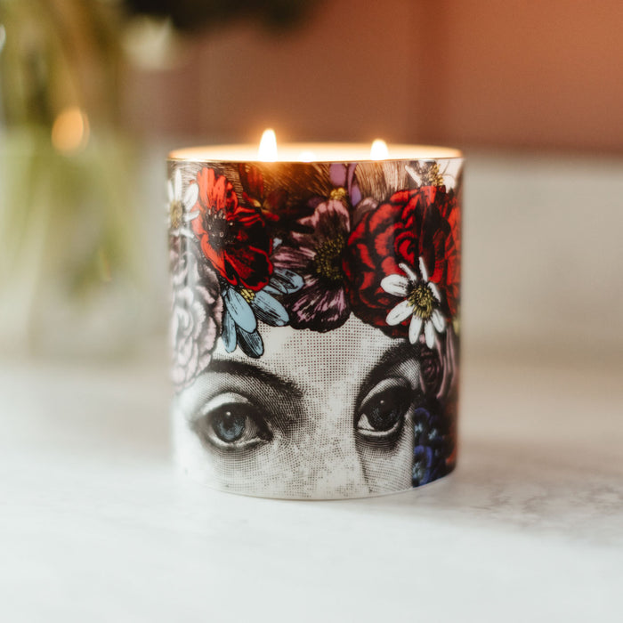The Flower Lady 3 Wick Ceramic Candle Special Edition by Chase and Wonder, fine china with 22ct gold