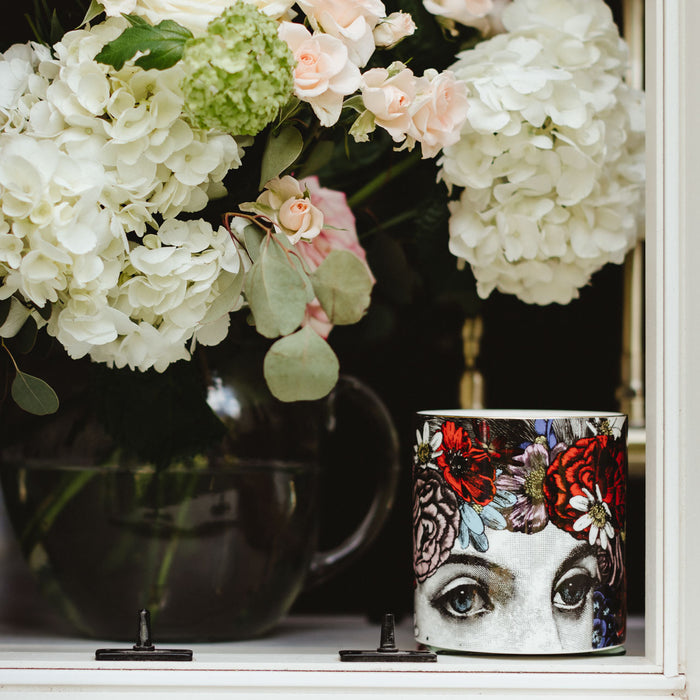 The Flower Lady 3 Wick Special Edition ceramic candle by Chase and Wonder, fine china with 22ct gold