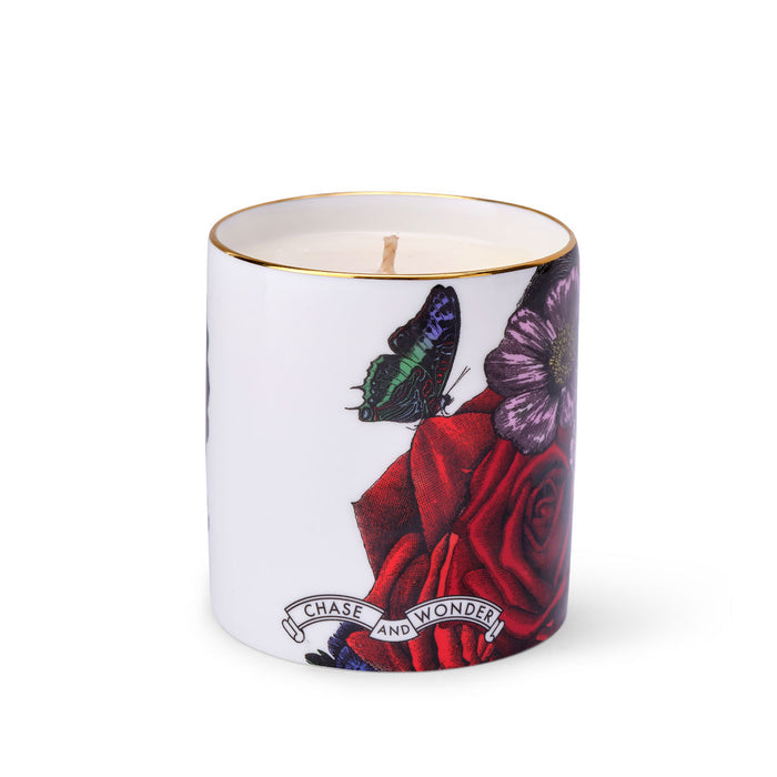 The Flower Lady Special Edition ceramic candle by Chase and Wonder, fine china with 22ct gold