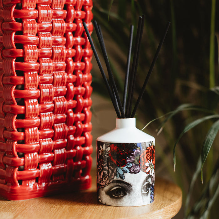 The Flower Lady Reed Diffuser Special Edition ceramic reed diffuser by Chase and Wonder, fine china with 22ct gold