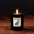 The Jungle Luxury Scented Glass Candle by Chase and Wonder, elegant black glass vessel with gold lid