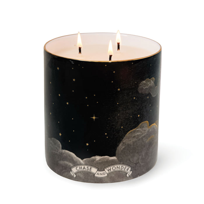 The Land of Nod 3 Wick Scented ceramic candle by Chase and Wonder, fine china with 22ct gold