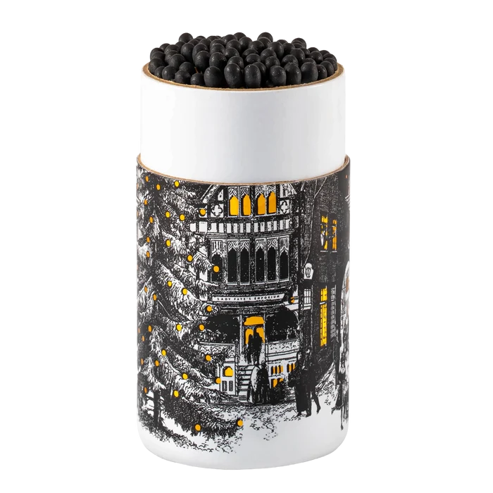 The Starry Night Cylinder Matches matches, open matchbox showing long-stemmed safety matches inside