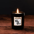 The Tropical Paradise Glass Candle by Chase and Wonder, elegant black glass vessel with gold lid