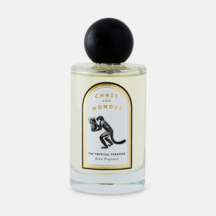 The Tropical Paradise Room Fragrance by Chase and Wonder, luxury room spray in 100ml glass bottle
