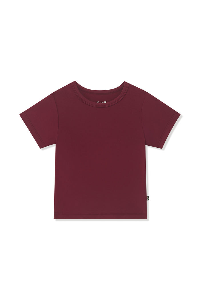 Toddler Basic Tee in Burgundy on a white background