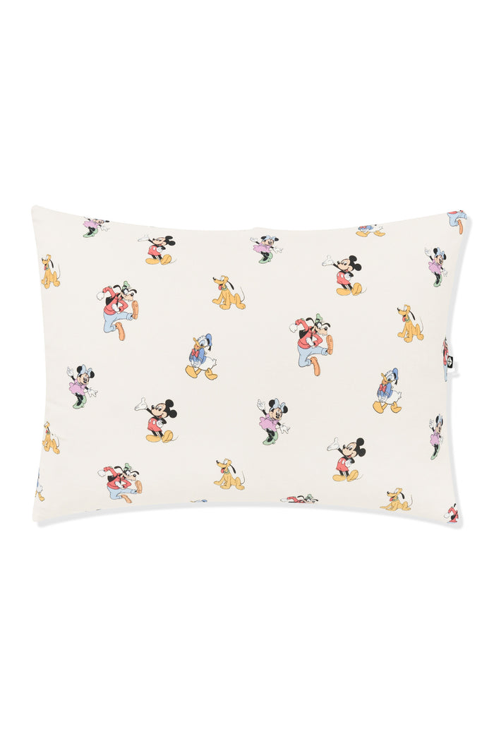 Toddler Pillowcase with Mickey Mouse and Friends print on an oat background