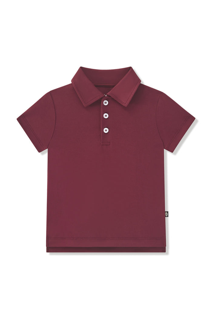 Toddler Short Sleeve Polo in Burgundy on a white background