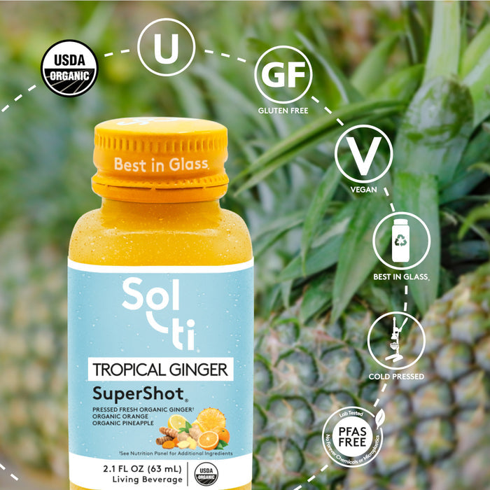 TROPICAL GINGER SuperShot; USDA Organic, kosher, gluten-free, vegan, cold-pressed, PFAS FREE