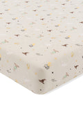 Beige Twin sheet with Harry Potter patten print on a white background